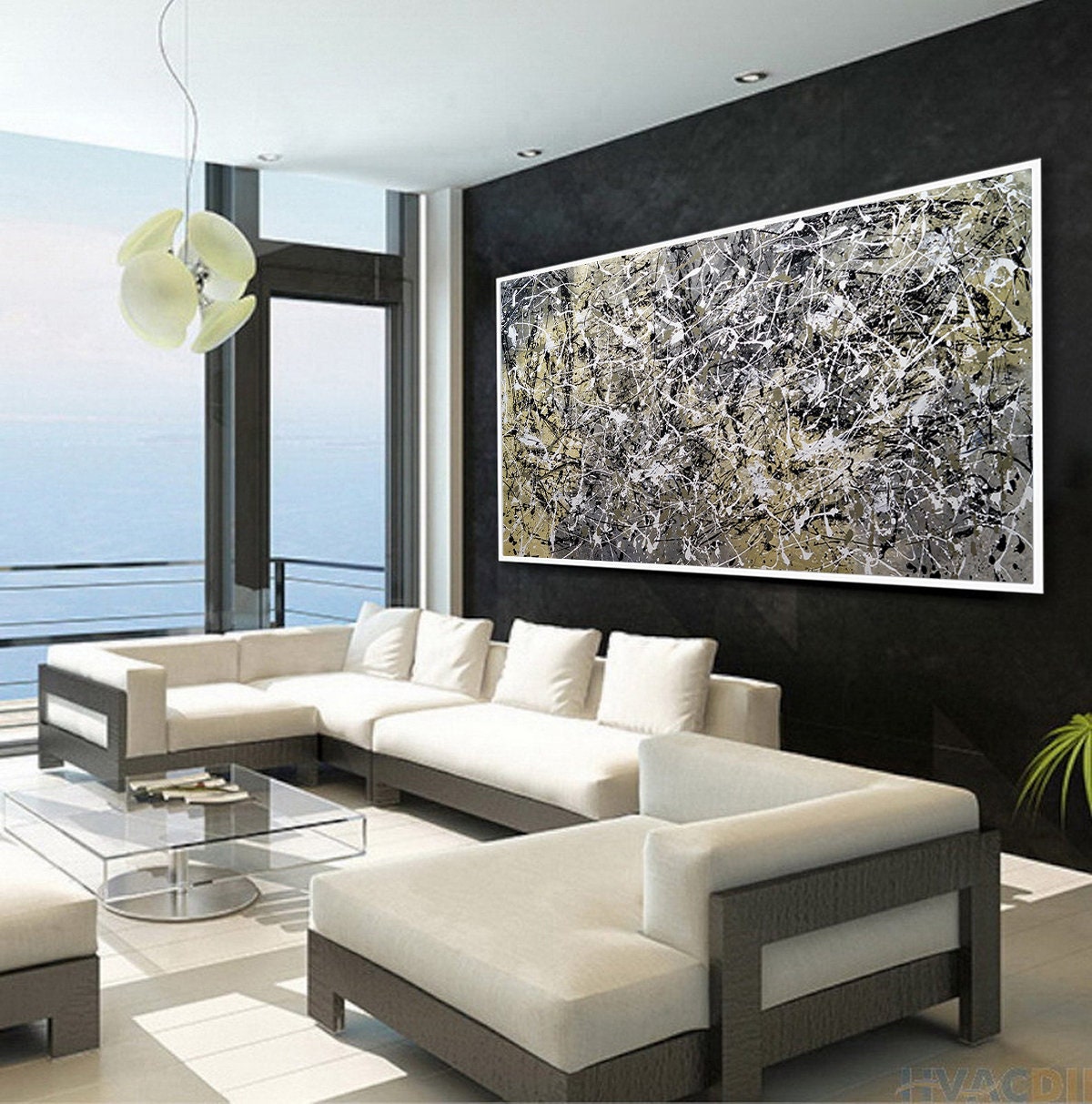 Large Original Abstract Painting modern Wall Art Home Decor Jackson Pollock Style on Canvas - Drip Painting 2
