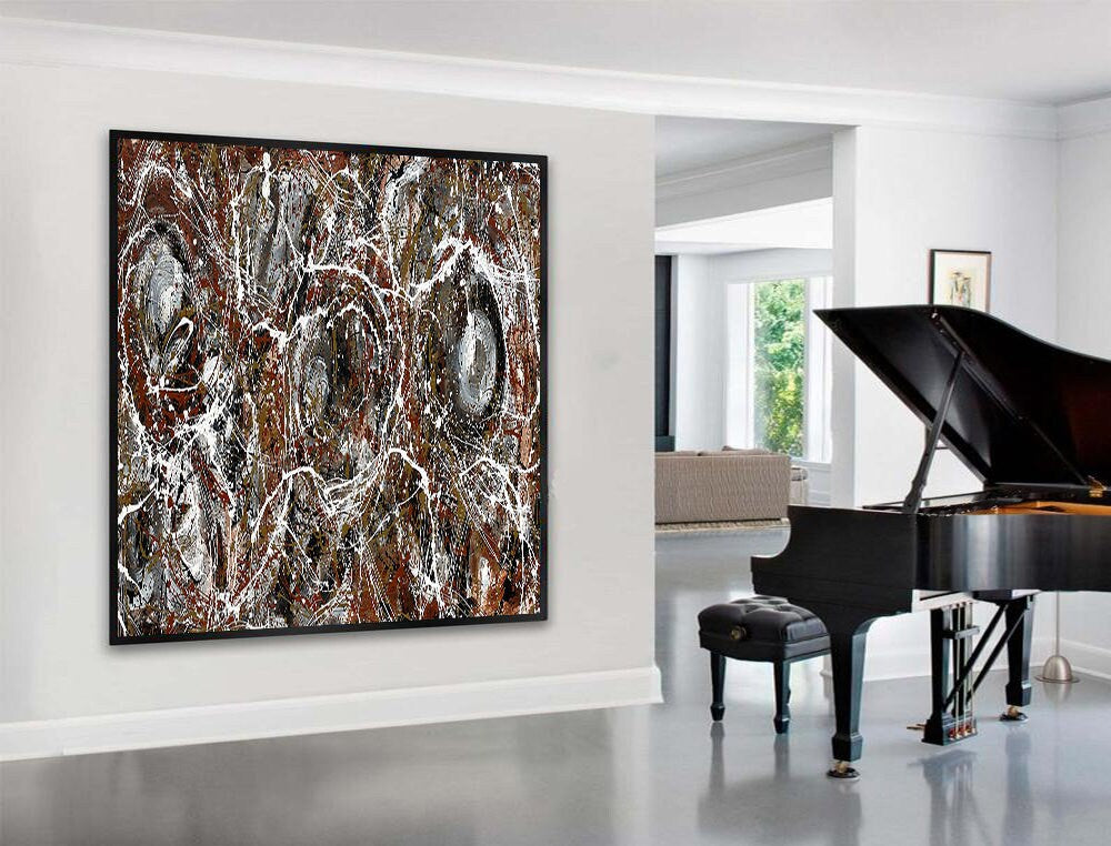 Large Original Abstract Painting modern fine Art Home Decor Jackson Pollock Style on Canvas - Luxurious Strings 13