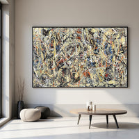 Jackson Pollock style abstract drip painting black orange beige splatter art large canvas modern original abstract art wall decor