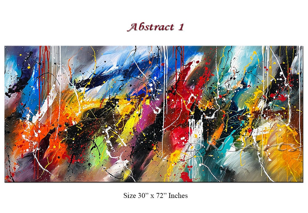 Large Original Abstract Painting modern fine Art Home Decor Jackson Pollock Style on Canvas - Abstract 1