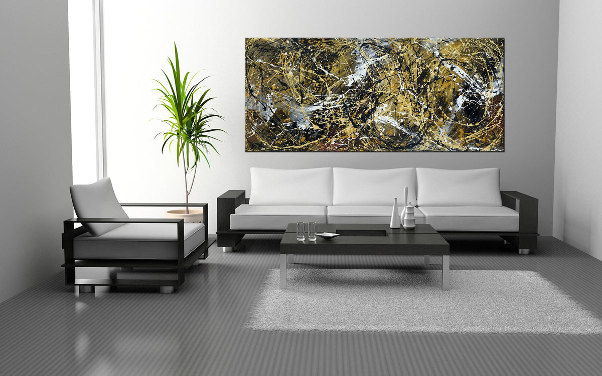 Original Abstract Wall Art Painting modern fine art Home Decor Jackson Pollock Style on Canvas - Luxurious Strings 24