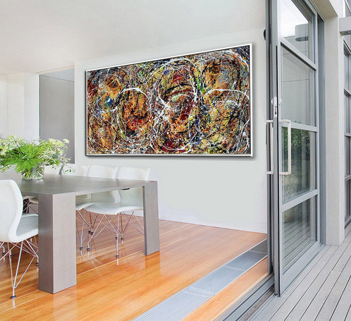 Original Abstract Wall Art Painting modern fine art Home Decor Jackson Pollock Style on Canvas - Luxurious Strings 17