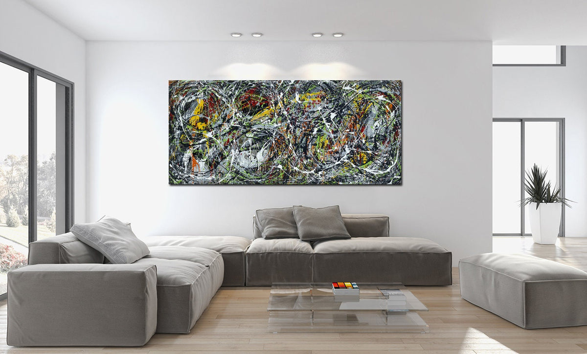 Original Abstract Wall Art Painting modern fine art Home Decor Jackson Pollock Style on Canvas - Luxurious Strings 21