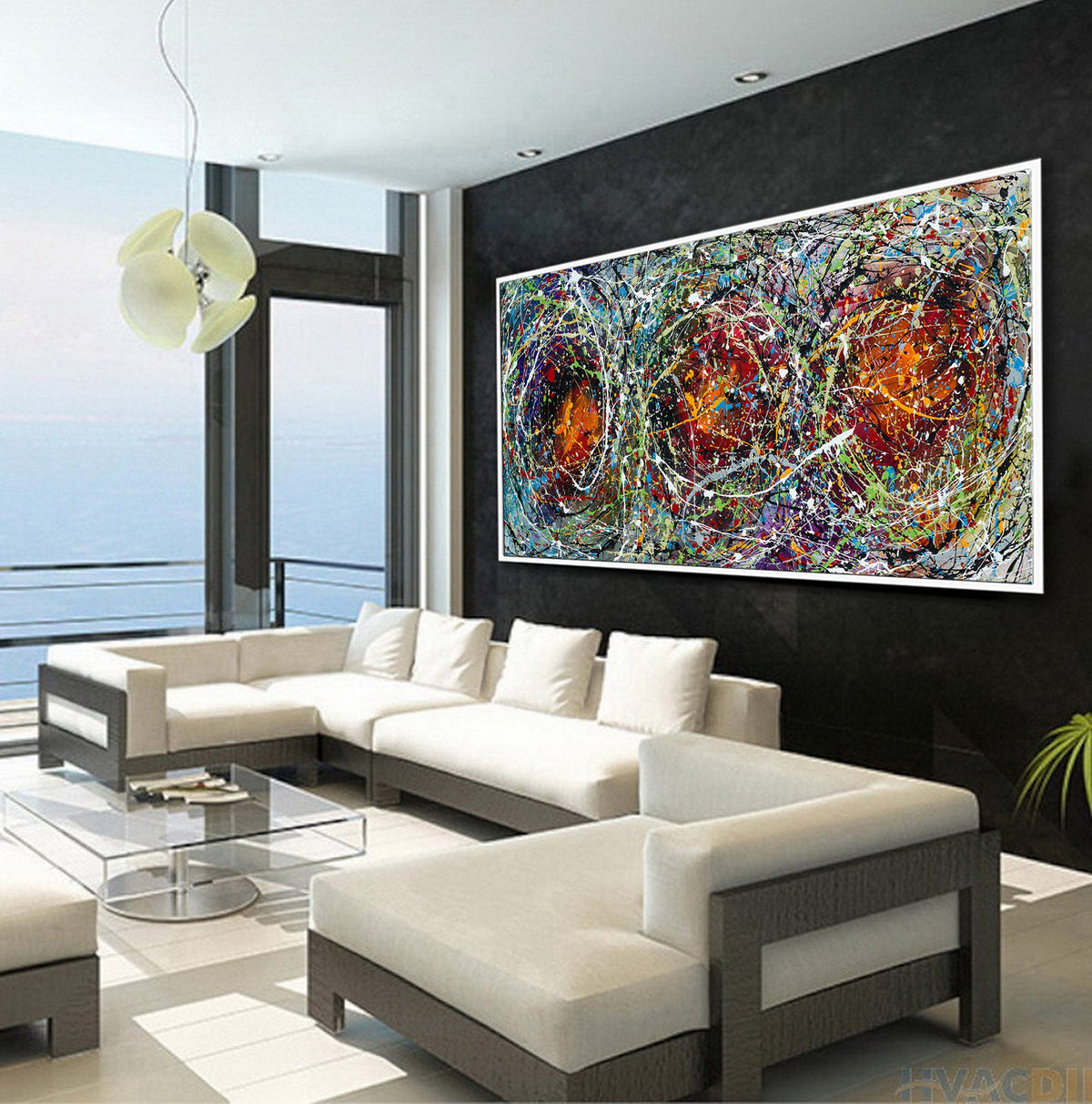 Original Abstract Wall Art Painting modern fine art Home Decor Jackson Pollock Style on Canvas - Luxurious Strings 23