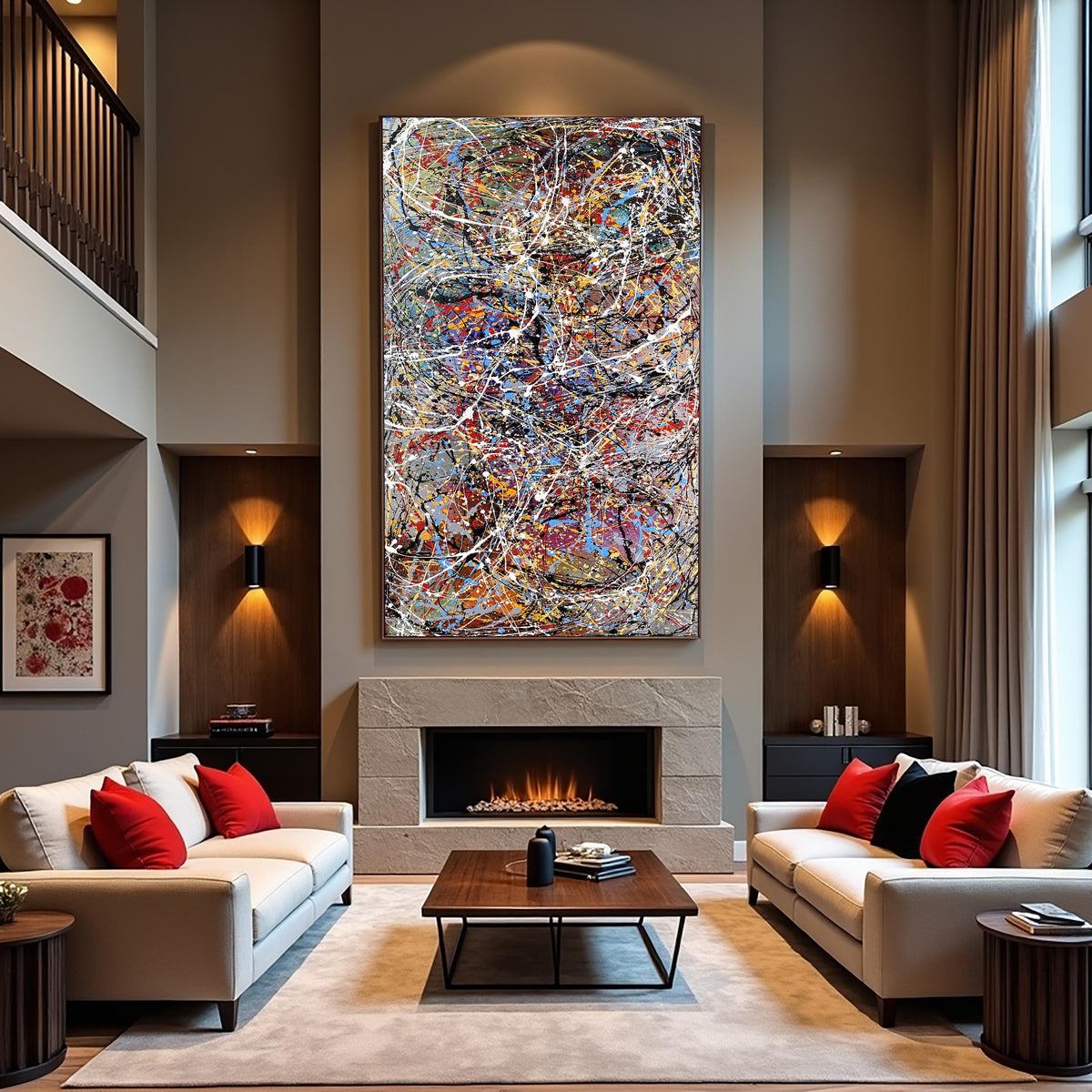 Jackson Pollock Style Abstract Painting – Large Original Acrylic Splatter Art, Handmade Drip Painting on Canvas, Modern Wall Decor