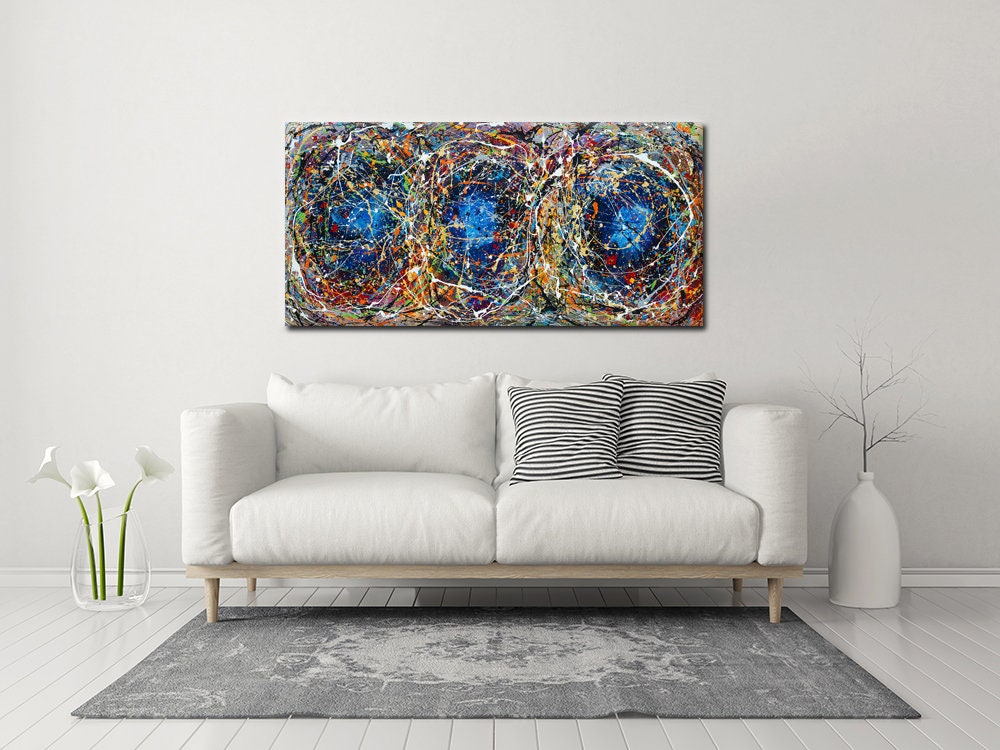 Original Abstract Wall Art Painting modern fine art Home Decor Jackson Pollock Style on Canvas - Luxurious Strings 22