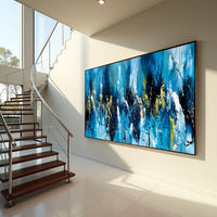 Teal Gold Abstract Painting on Canvas
