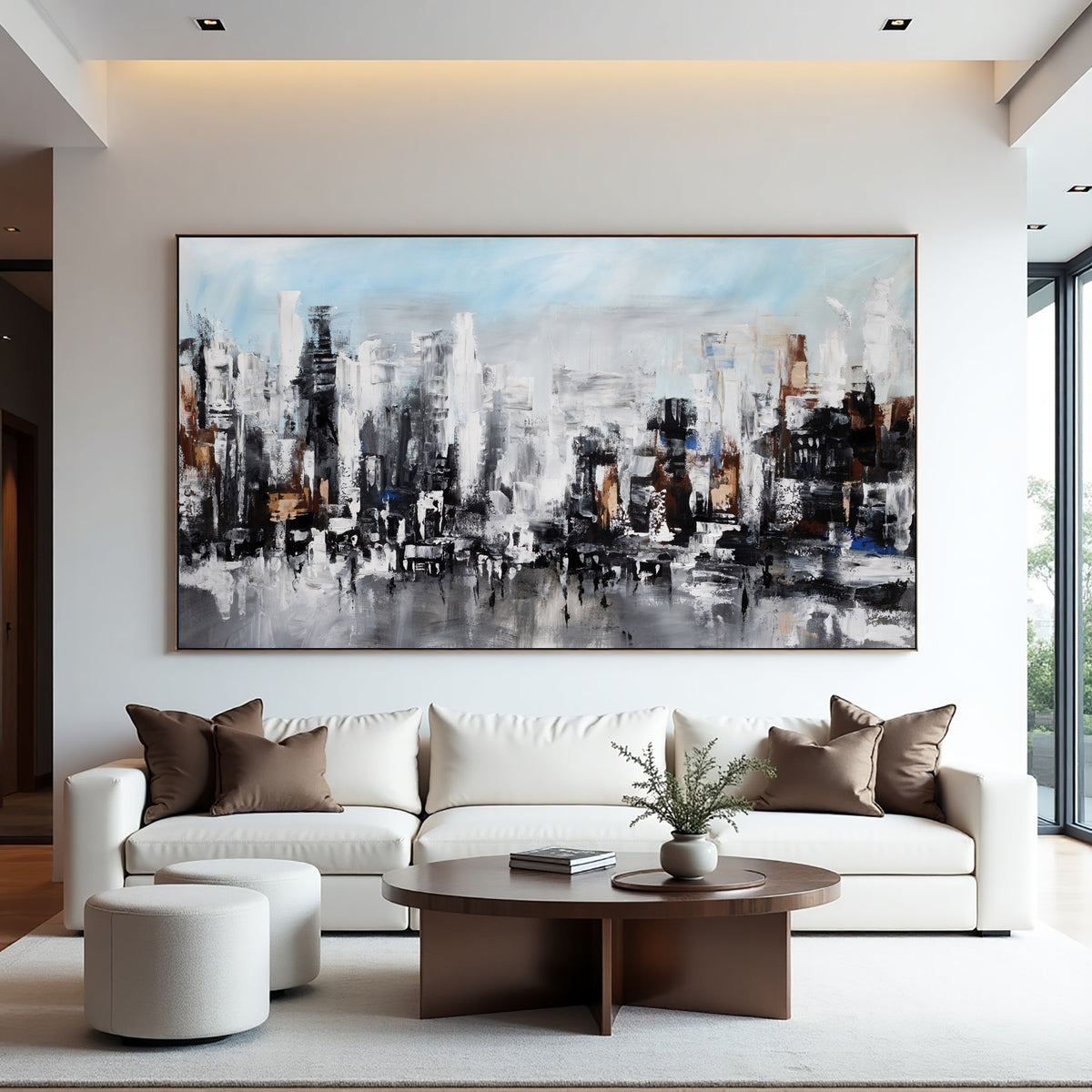 Abstract Cityscape Painting on Canvas