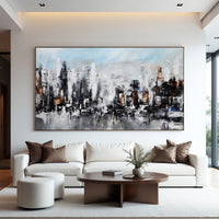Abstract Cityscape Painting on Canvas