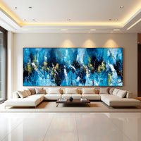 Teal Gold Abstract Painting on Canvas