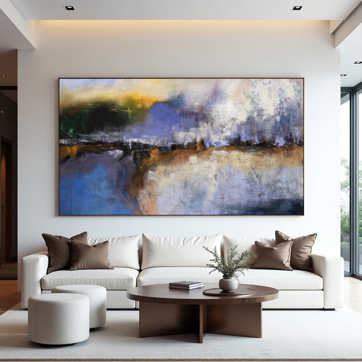 Warm Abstract Landscape Painting on Canvas