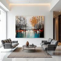 Abstract Forest Landscape Painting on Canvas