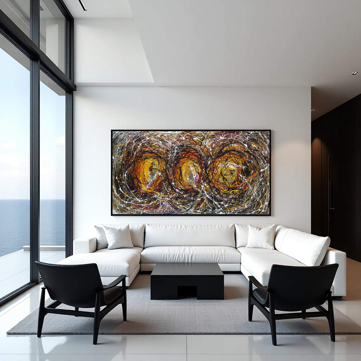 Large Original Abstract Painting modern fine Art Home Decor Jackson Pollock Style on Canvas - Luxurious Strings 16