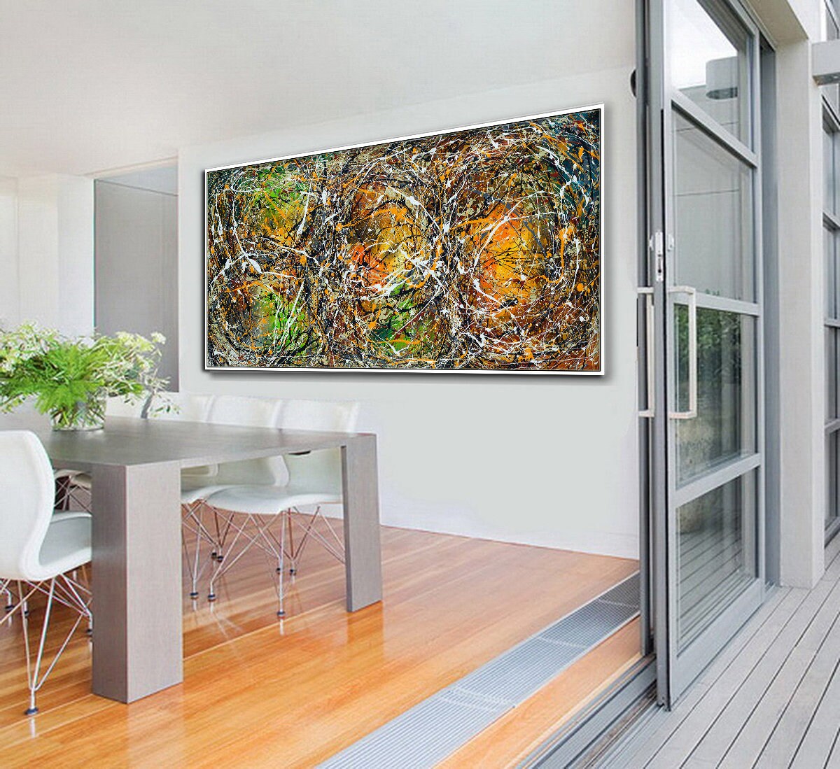 Original Abstract Wall Art Painting modern fine art Home Decor Jackson Pollock Style on Canvas - Luxurious Strings 20