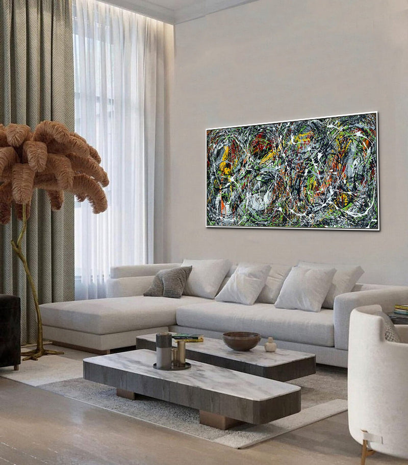 Original Abstract Wall Art Painting modern fine art Home Decor Jackson Pollock Style on Canvas - Luxurious Strings 21