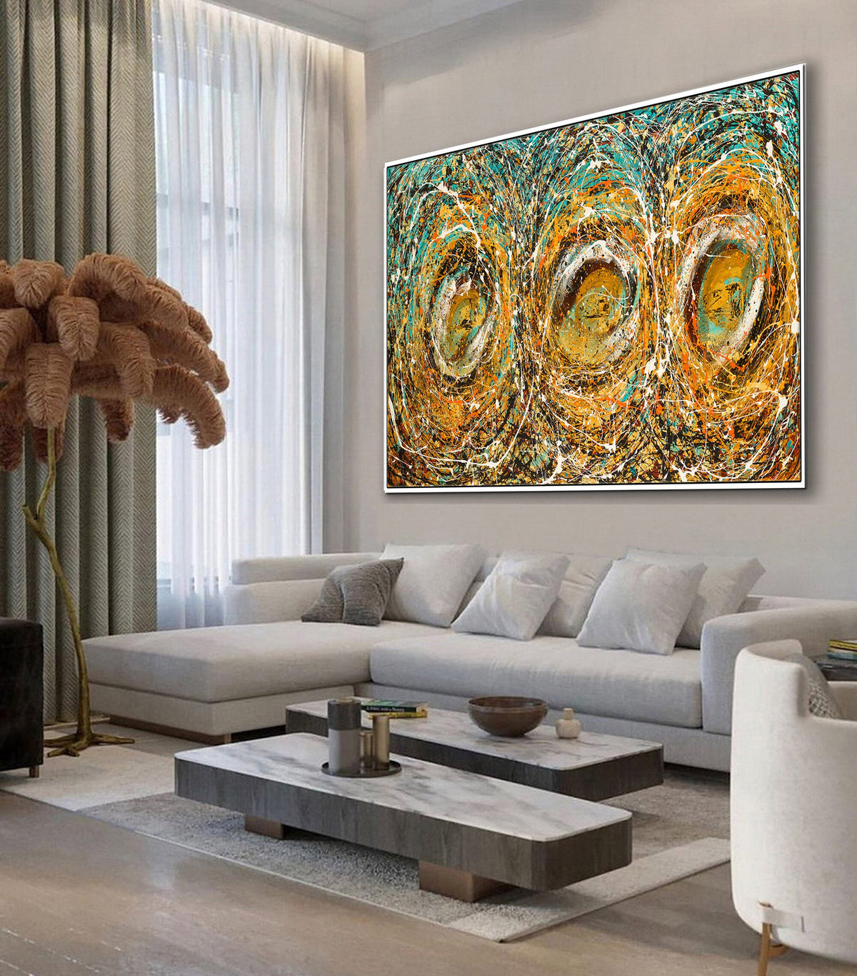 Original Abstract Wall Art Painting modern fine art Home Decor Jackson Pollock Style on Canvas - Luxurious Strings 27