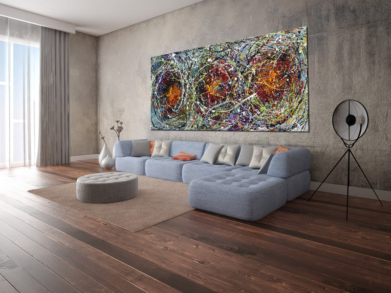 Original Abstract Wall Art Painting modern fine art Home Decor Jackson Pollock Style on Canvas - Luxurious Strings 23