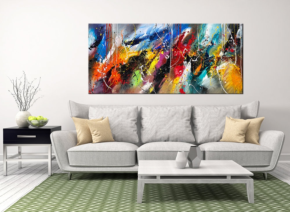 Large Original Abstract Painting modern fine Art Home Decor Jackson Pollock Style on Canvas - Abstract 1