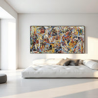 Bold Abstract Painting – Colorful Modern Drip Art – Large Canvas Wall Art – Handmade Jackson Pollock Style – Red Blue Yellow Artwork