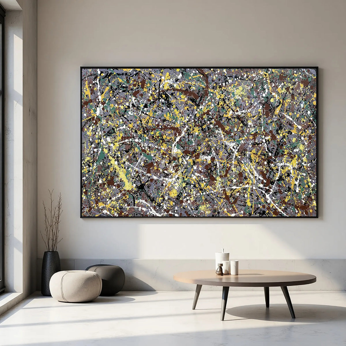 Premium Jackson Pollock–inspired abstract painting on canvas, original hand-painted wall art for modern homes
