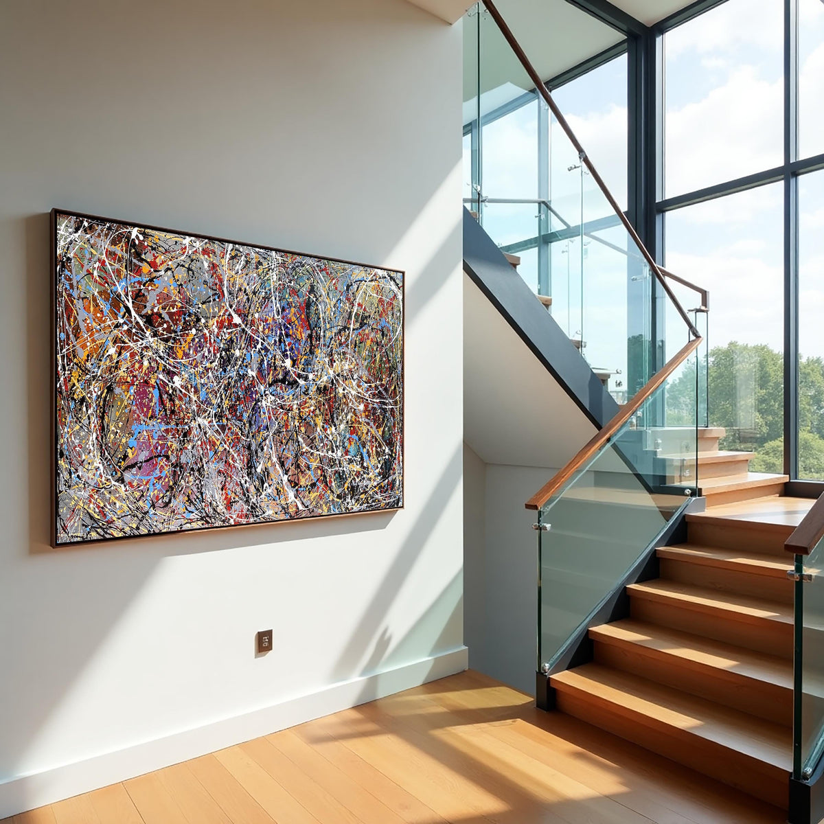 Jackson Pollock Style Abstract Painting – Large Original Acrylic Splatter Art, Handmade Drip Painting on Canvas, Modern Wall Decor