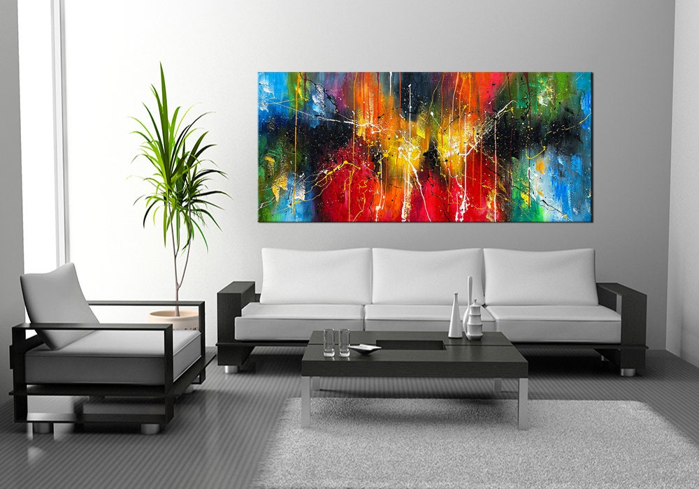Large Original Abstract Painting modern fine Art Home Decor Jackson Pollock Style on Canvas - Abstract 2