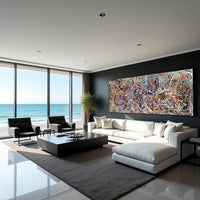 Bold colorful hand-painted abstract artwork for office and home interiors