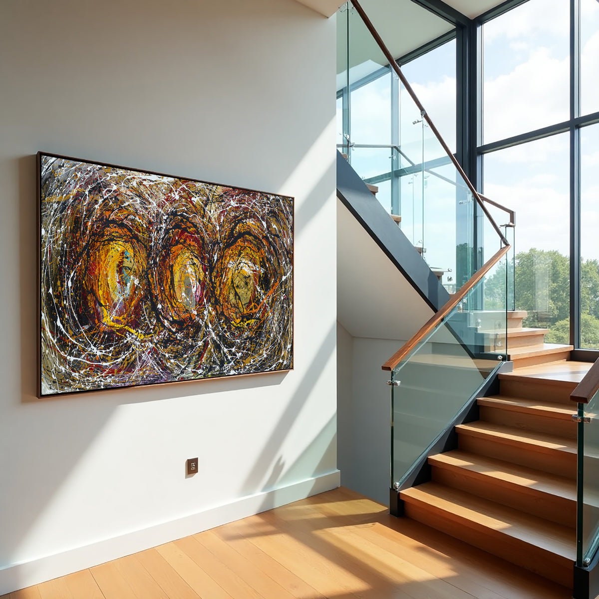 Large Original Abstract Painting modern fine Art Home Decor Jackson Pollock Style on Canvas - Luxurious Strings 16