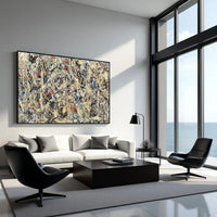 Pollock-style abstract painting on canvas, original contemporary wall art for home decor