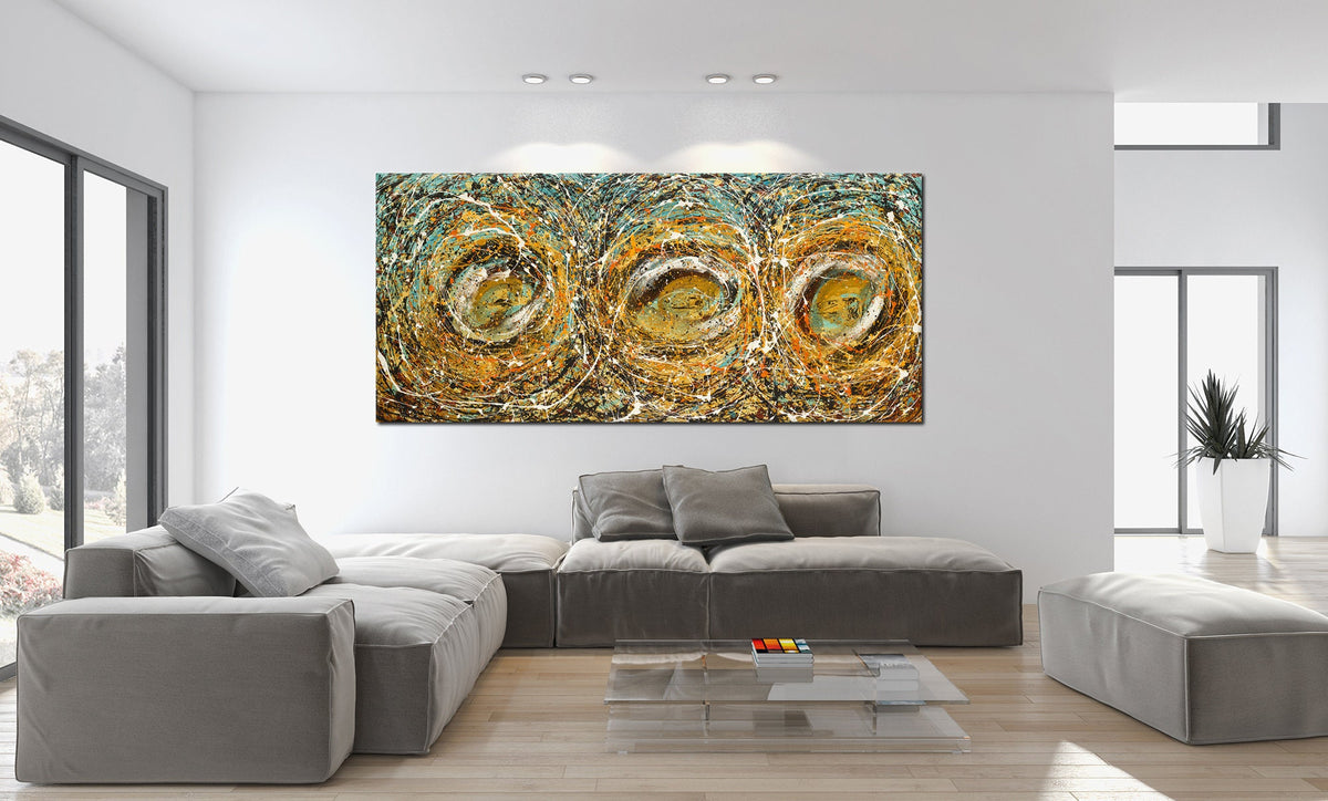 Original Abstract Wall Art Painting modern fine art Home Decor Jackson Pollock Style on Canvas - Luxurious Strings 27