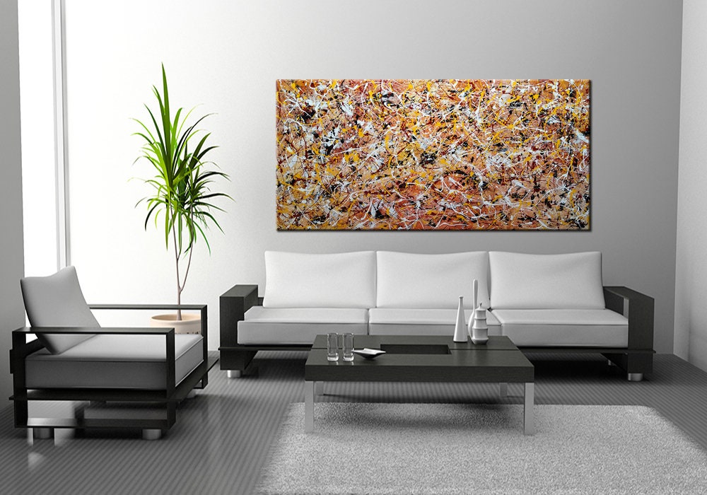 Large Original Abstract Painting modern Wall Art Home Decor Jackson Pollock Style on Canvas - Drip Painting 3