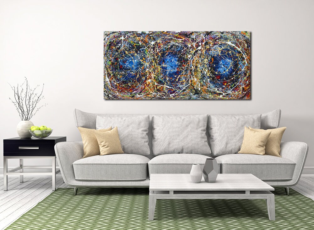 Original Abstract Wall Art Painting modern fine art Home Decor Jackson Pollock Style on Canvas - Luxurious Strings 22