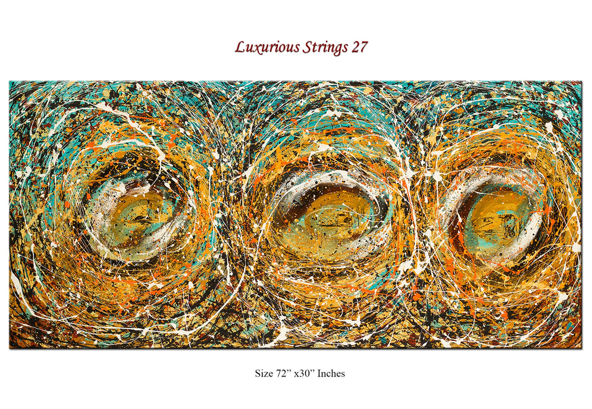 Original Abstract Wall Art Painting modern fine art Home Decor Jackson Pollock Style on Canvas - Luxurious Strings 27