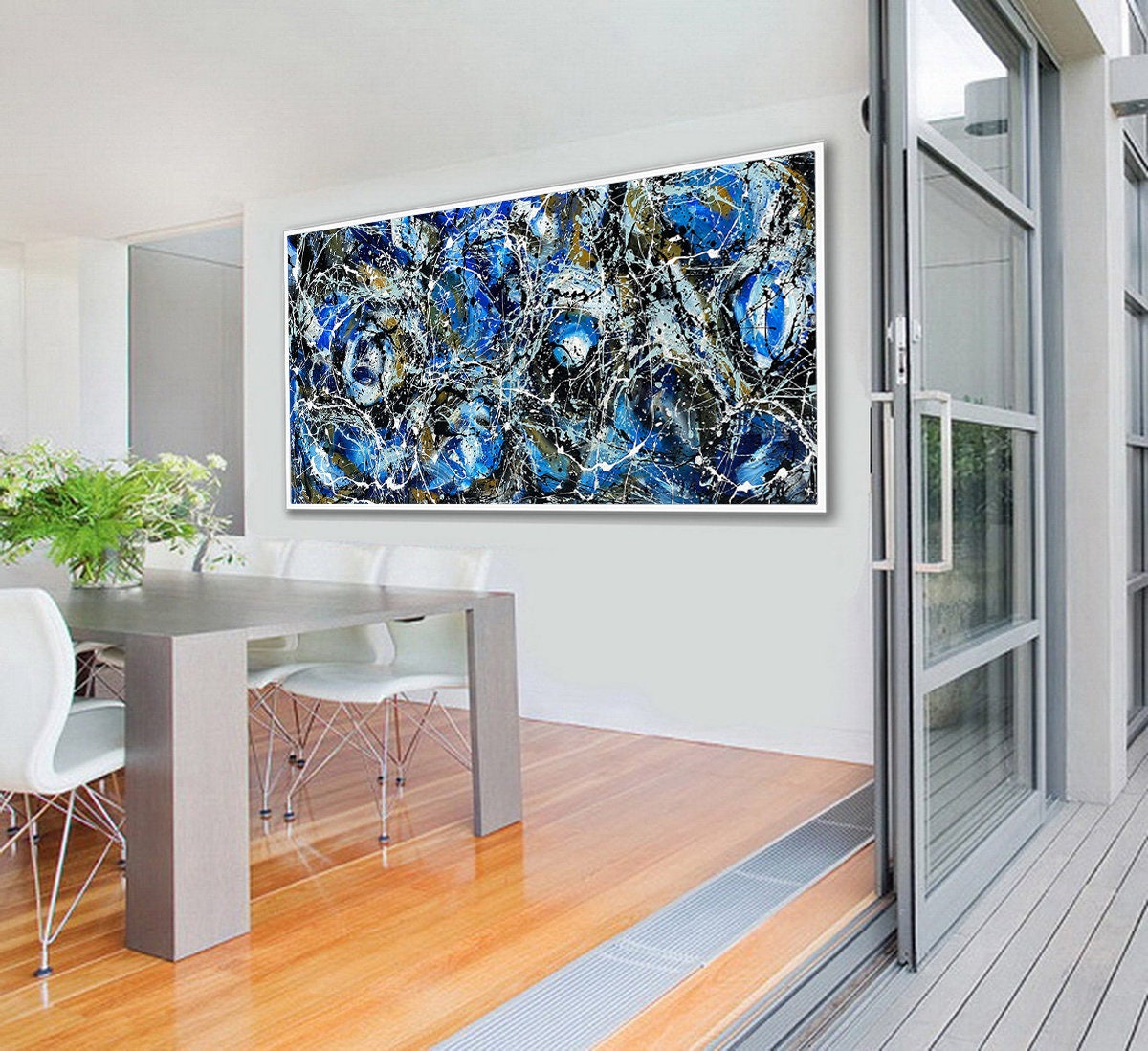 Large Original Abstract Painting modern fine Art Home Decor Jackson Pollock Style on Canvas - Luxurious Strings 14