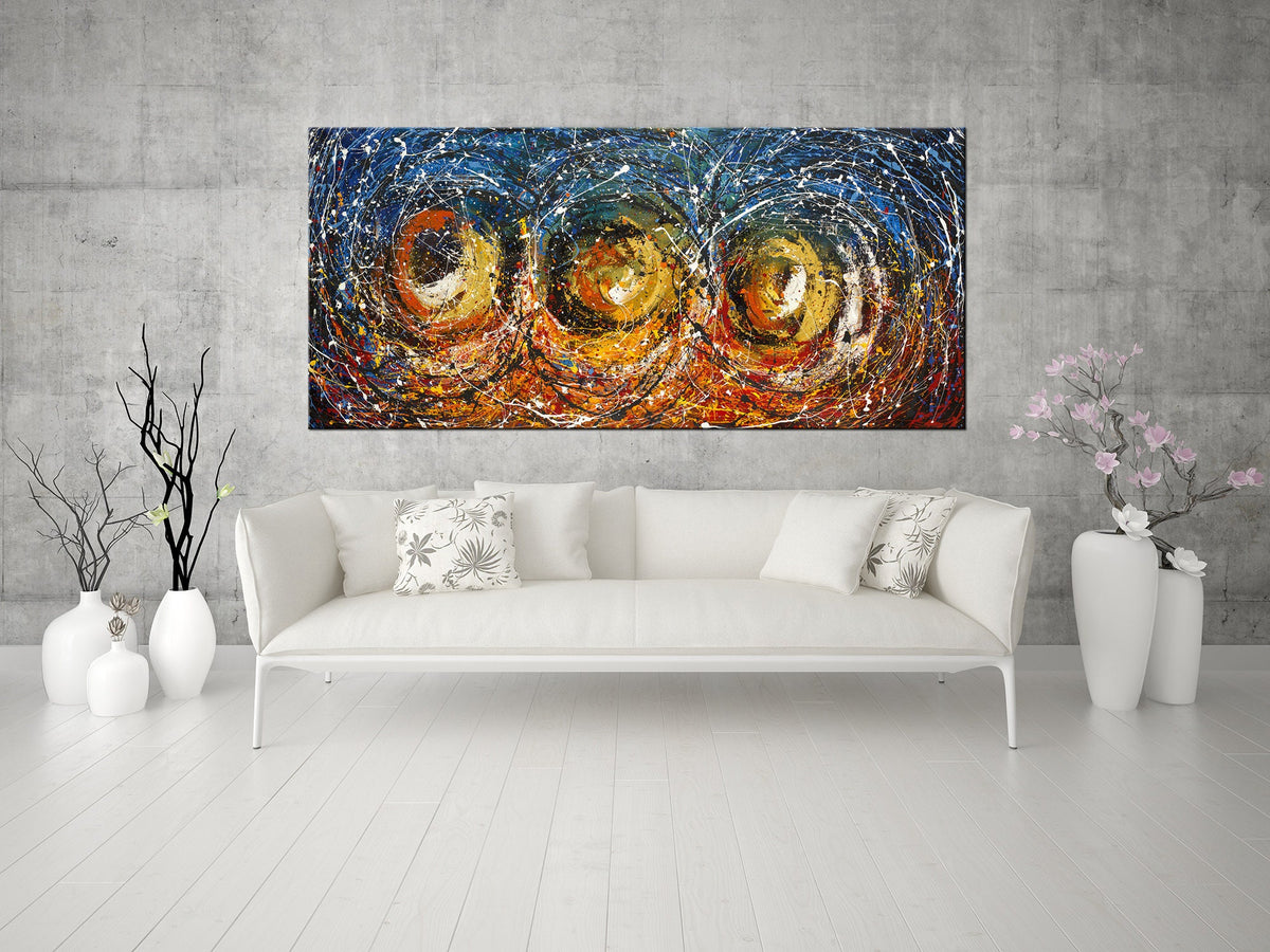 Original Abstract Wall Art Painting modern fine art Home Decor Jackson Pollock Style on Canvas - Luxurious Strings 25
