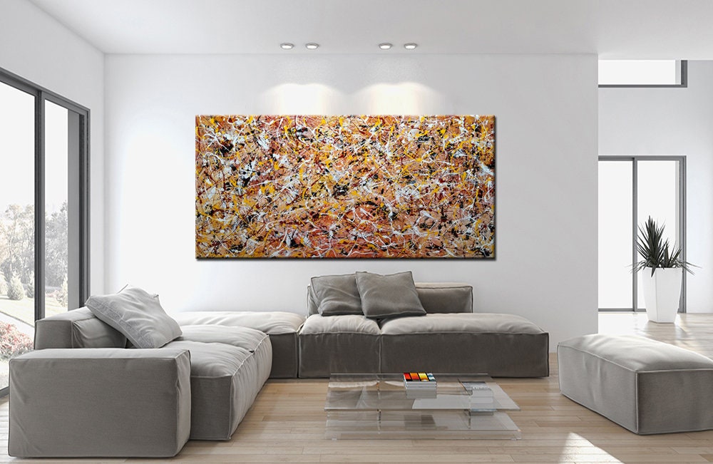 Large Original Abstract Painting modern Wall Art Home Decor Jackson Pollock Style on Canvas - Drip Painting 3