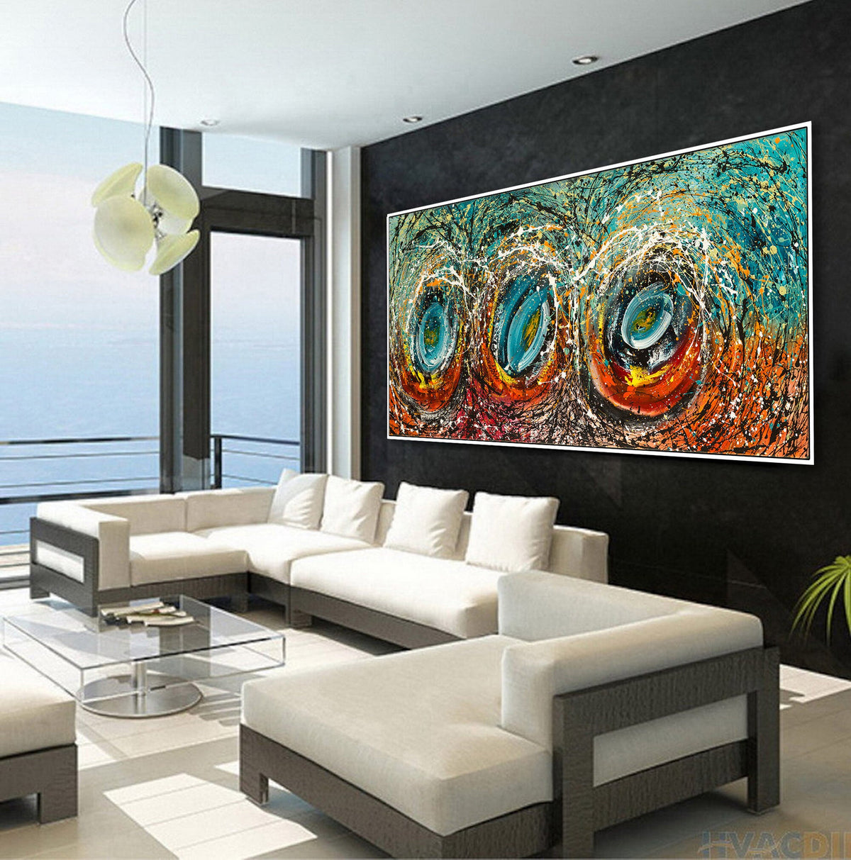 Original Abstract Wall Art Painting modern fine art Home Decor Jackson Pollock Style on Canvas - Luxurious Strings 28