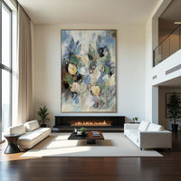 Abstract Floral Painting Blue Green