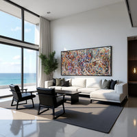 Jackson Pollock–inspired canvas artwork, hand-painted statement painting for modern homes