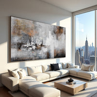 Minimal Brown Abstract Landscape Painting on Canvas – Original Hand-Painted Textured Wall Art