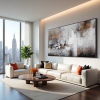 Minimal Brown Abstract Landscape Painting on Canvas – Original Hand-Painted Textured Wall Art