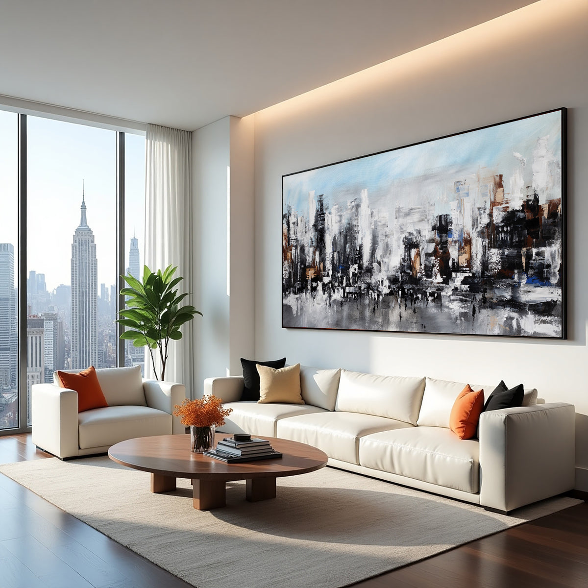 Abstract Cityscape Painting on Canvas