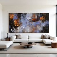 Blue Brown Abstract Painting on Canvas – Original Hand-Painted Modern Wall Art