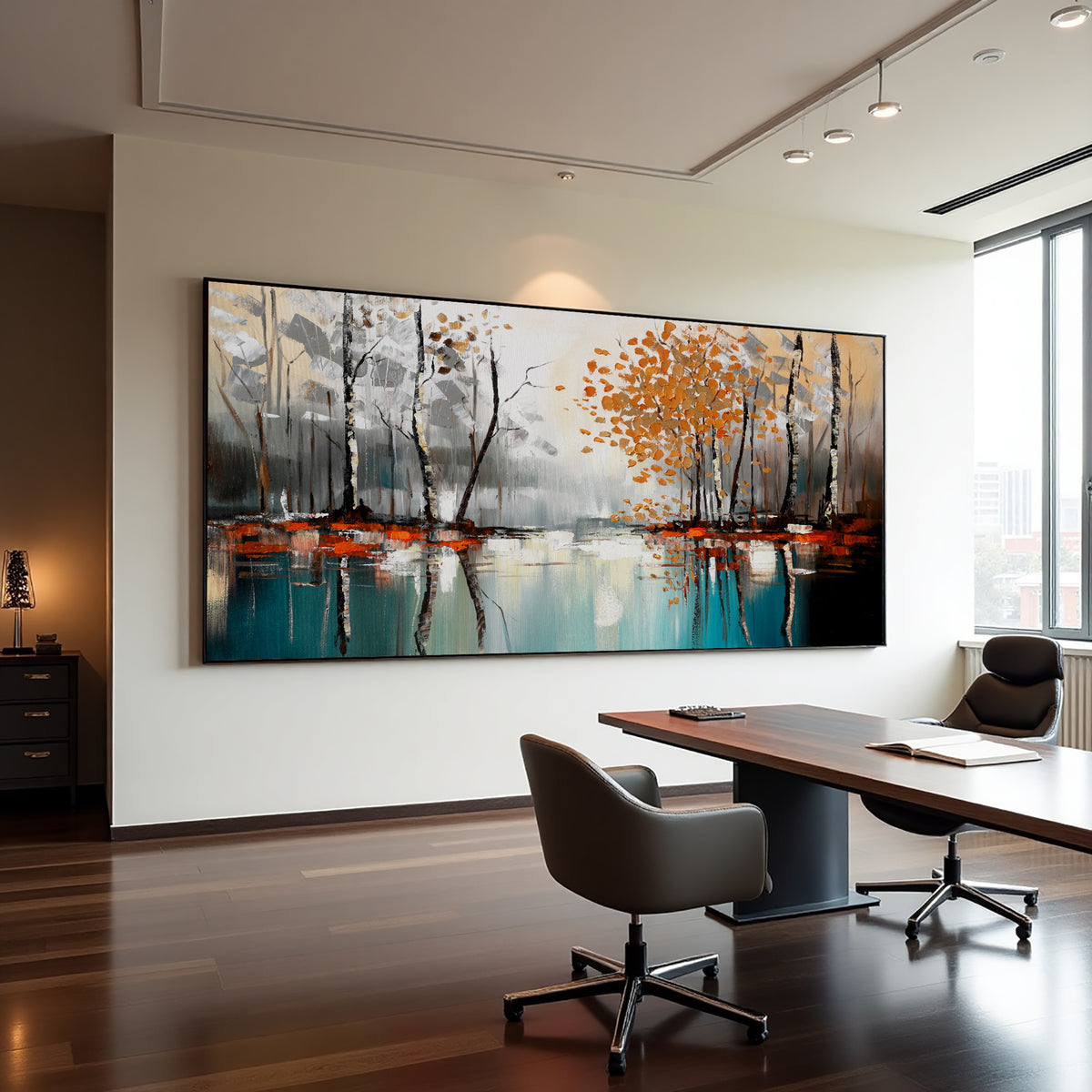 Abstract Forest Landscape Painting on Canvas
