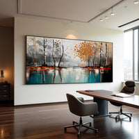 Abstract Forest Landscape Painting on Canvas