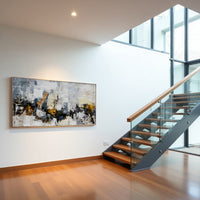Minimal Teal Abstract Landscape Painting on Canvas – Original Hand-Painted Textured Wall Art