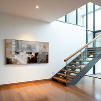 Neutral Abstract Painting with Teal & Earth Tones – Modern Textured Wall Art