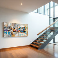 Geometric Blue Grey Abstract Painting | Modern Canvas Art