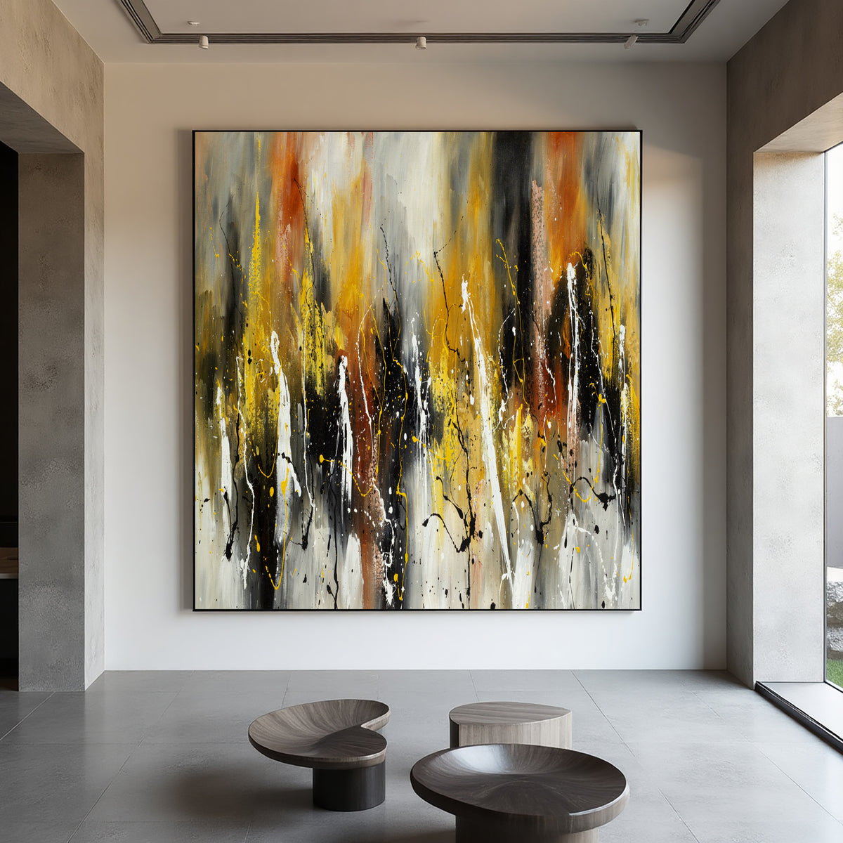 Warm Neutral Abstract Painting on Canvas