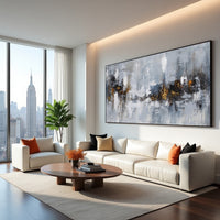 Grey Neutral Abstract Painting on Canvas – Original Hand-Painted Textured Wall Art